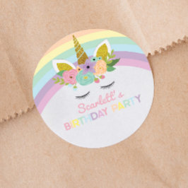 Unicorn Rainbows Birthday Party Favor Ronde Sticker