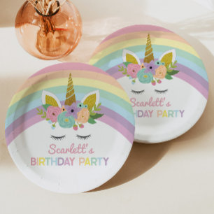 Unicorn Rainbows Birthday Party Paper Borden Papieren Bordje