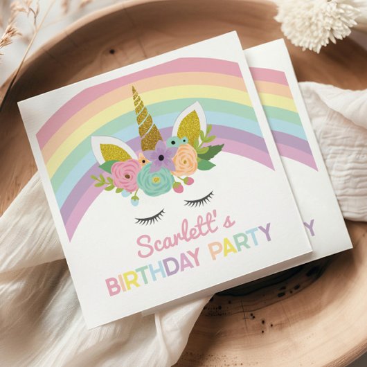 Unicorn Rainbows Birthday Party Servet