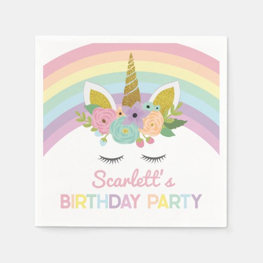 Unicorn Rainbows Birthday Party Servet (Voorkant)