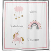 Unicorn Rainbows Pink Boho Pattern Douchegordijn (Voorkant)
