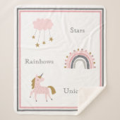 Unicorn Rainbows Pink Boho Pattern Sherpa Deken (Voorkant)