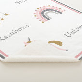 Unicorn Rainbows Pink Boho Pattern Sherpa Deken (3/4)