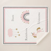 Unicorn Rainbows Pink Boho Pattern Sherpa Deken (Voorkant (horizontaal))