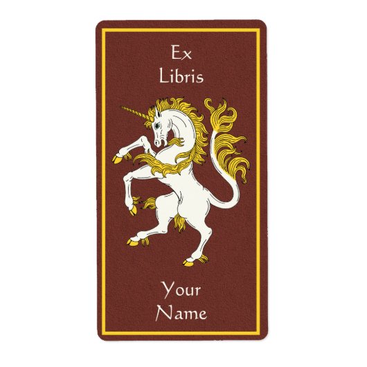 Unicorn Rampant Bookplaat Etiket (Voorkant)