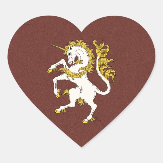 Unicorn Rampant Hart Sticker (Voorkant)
