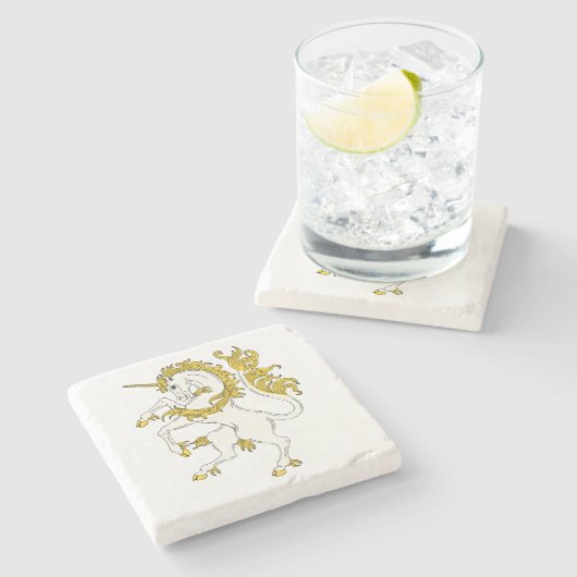 Unicorn Rampant Stenen Onderzetter (Zijkant)