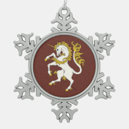 Unicorn Rampant Tin Sneeuwvlok Ornament
