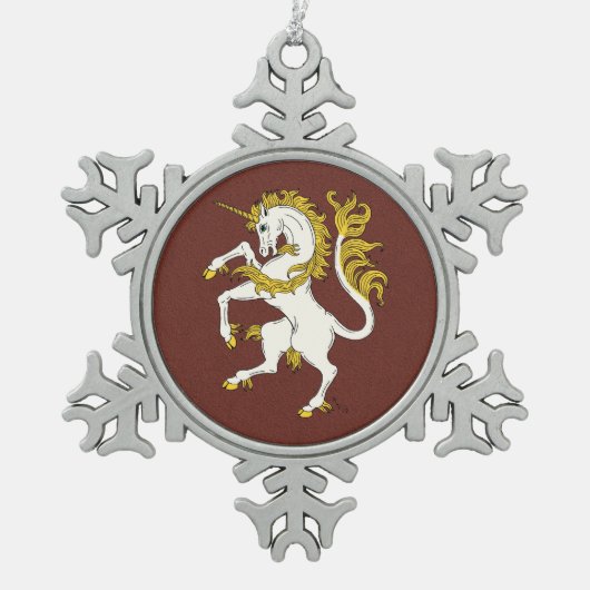 Unicorn Rampant Tin Sneeuwvlok Ornament (Voorkant)