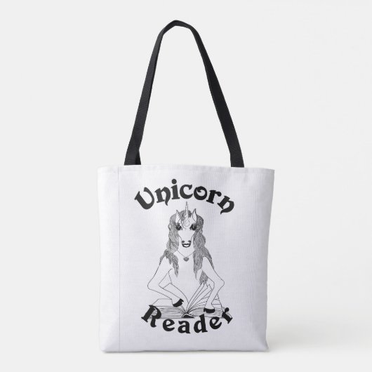 Unicorn Reader - Canvas tas, medium Tote Bag (Achterkant)