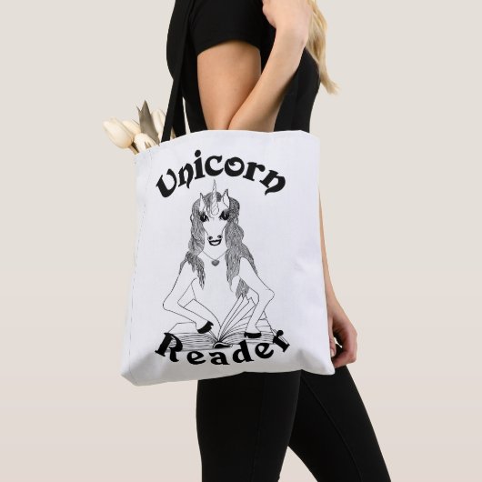 Unicorn Reader - Canvas tas, medium Tote Bag (Dichtbij)