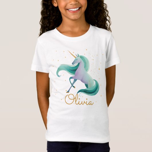 Unicorn Reader Girls’ T-shirt – gepersonaliseerde (Voorkant)
