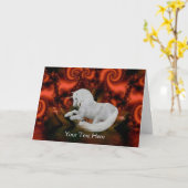 Unicorn Red Fractals Fantasy Art-fotokaart Kaart (Gele Bloem)