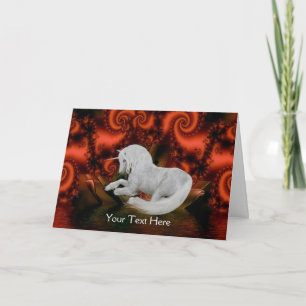 Unicorn Red Fractals Fantasy Art-fotokaart Kaart