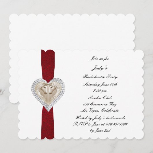 Unicorn Red Lace Bachelorette Party Kaart (Voorkant / Achterkant)