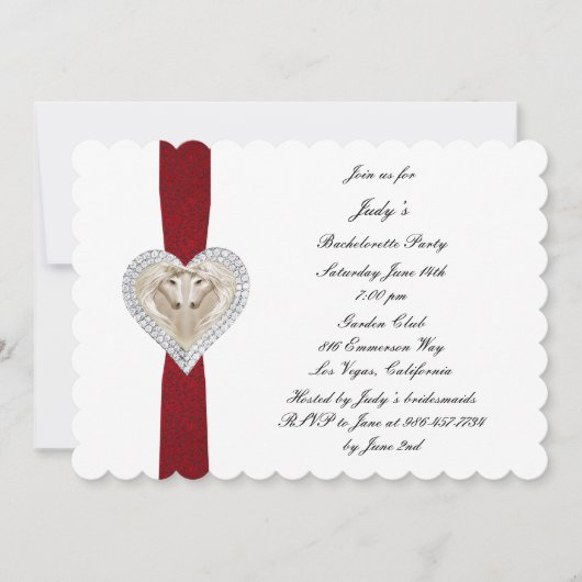 Unicorn Red Lace Bachelorette Party Kaart (Voorkant)