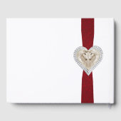 Unicorn Red Lace Ribbon Wedding Guestbook Gastenboek (Achterkant)