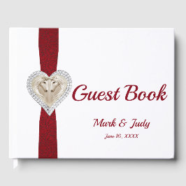 Unicorn Red Lace Ribbon Wedding Guestbook Gastenboek