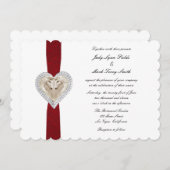 Unicorn Red Lace Wedding Invitation Kaart (Voorkant / Achterkant)