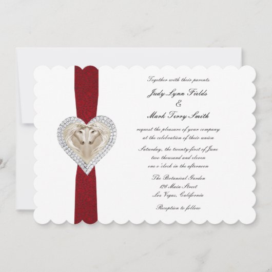 Unicorn Red Lace Wedding Invitation Kaart (Voorkant)