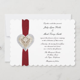 Unicorn Red Lace Wedding Invitation Kaart