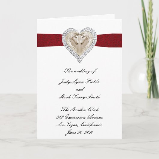 Unicorn Red Lace Wedding Program Kaart (Voorkant)