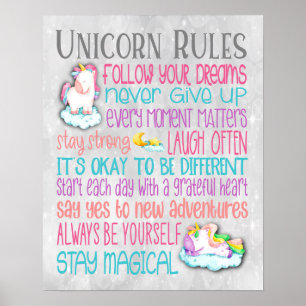 Unicorn Regels Motivatie Citaten - 16x20 Poster