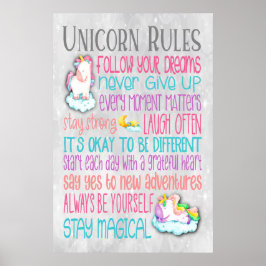 Unicorn Regels Motivatie Citaten - 24x36 Poster