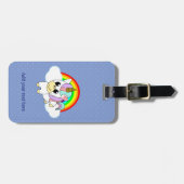 Unicorn, regenboog en wolken, op maat gesneden bagagelabel (Voorkant horizontaal)