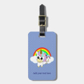 Unicorn, regenboog en wolken, op maat gesneden bagagelabel (Voorkant verticaal)