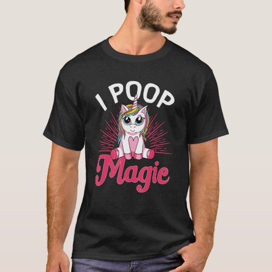 Unicorn-regenboog i poep magie t-shirt (Voorkant)
