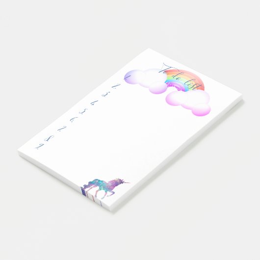 Unicorn, regenboog, lijst doen post-it® notes (Schuin)