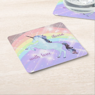 Unicorn, regenboog, voor meisjes, kinderen, feeste kartonnen onderzetters