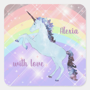 Unicorn, regenboog, voor meisjes, kinderen, feeste vierkante sticker