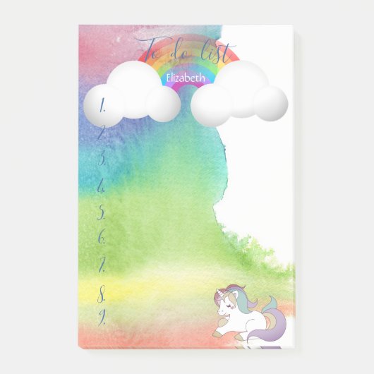 Unicorn, regenboog, Waterverf Splash om lijst te d Post-it® Notes (Voorkant)