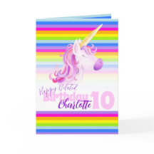 Unicorn regenbooggordel met 10e verjaardag