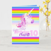 Unicorn regenbooggordel met 10e verjaardag kaart (Gele Bloem)