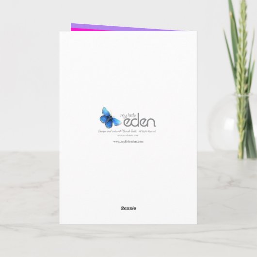 Unicorn-regenboogkleurig 3e verjaardag kaart (Achterkant)