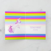 Unicorn-regenboogkleurig 3e verjaardag kaart (Binnen)