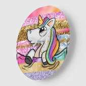 Unicorn regenbooglitter penseelstreken korrelig grote klok (Hoek)
