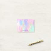 Unicorn regenboogroze glitter roos goudvonk post-it® notes (Op bureau)