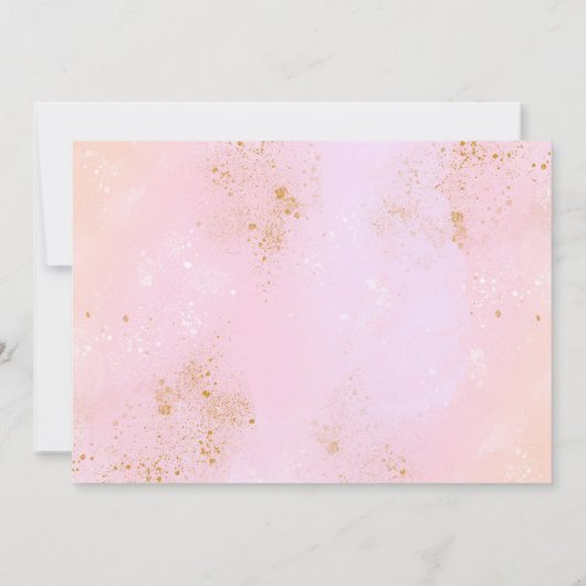 Unicorn regenboogroze goudpastelfoto kaart (Achterkant)