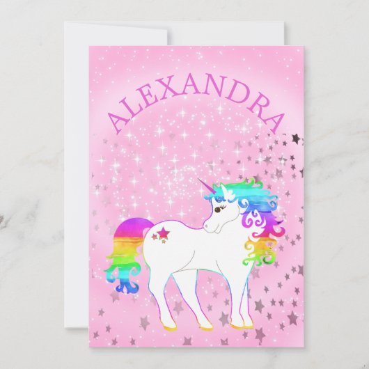Unicorn regenboogroze zondag kaart (Voorkant)