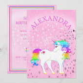 Unicorn regenboogroze zondag kaart (Voorkant / Achterkant)