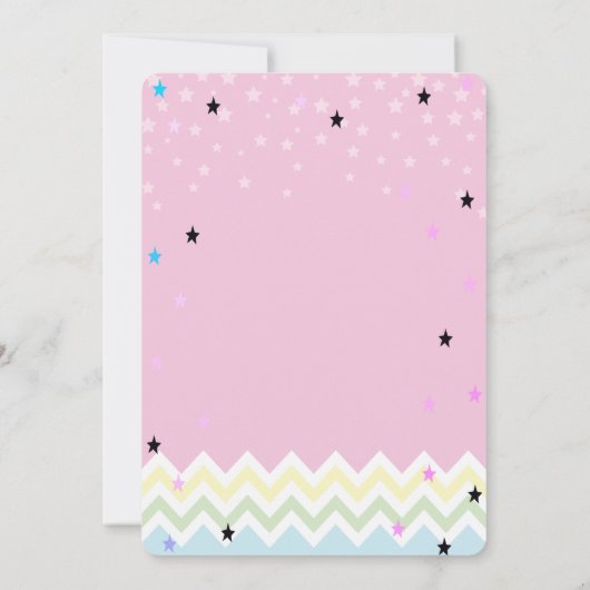 Unicorn, regenboogsterren, uitnodiging van Zigzag  (Achterkant)