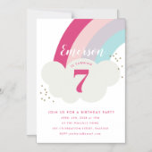 Unicorn-regenboogwolken verjaardag magnetische uitnodiging (Voorkant)