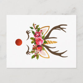 Unicorn Reindeer Antler / Kerstbloemen Feestdagenkaart
