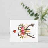 Unicorn Reindeer Antler / Kerstbloemen Feestdagenkaart (Staand voorkant)