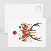 Unicorn Reindeer Antler / Kerstbloemen Feestdagenkaart (Voorkant / Achterkant)