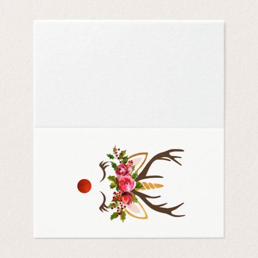 Unicorn Reindeer Antler / Kerstbloemen Kaart (Buitenkant ongevouwen)